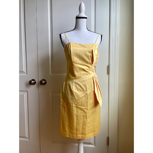 BCBG Paris Yellow Satin Dress - Size 6 - Picture 1 of 8
